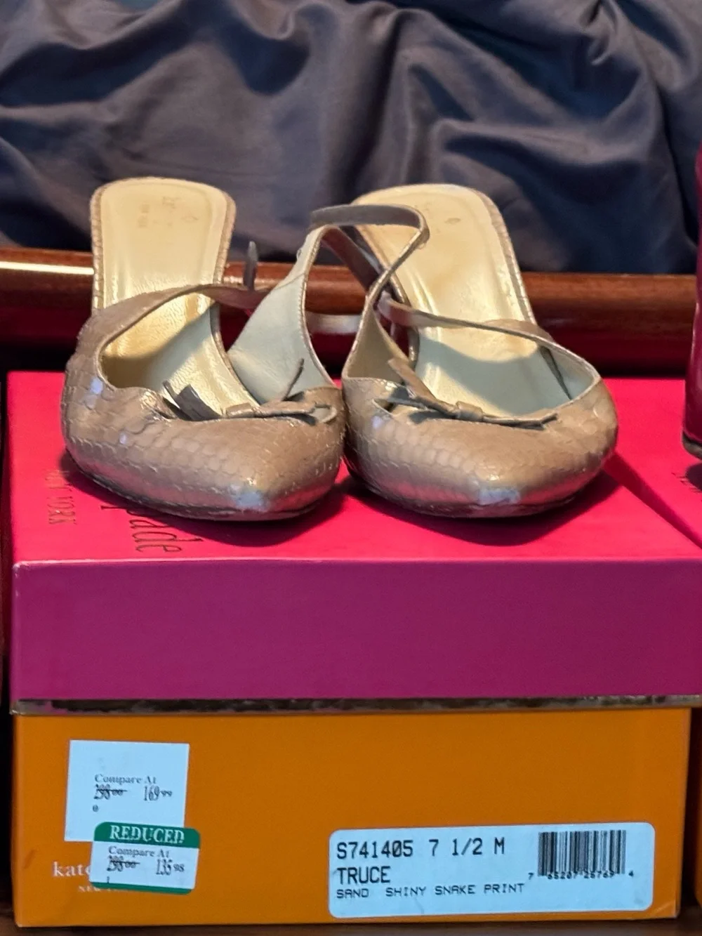 kate spade Tan Snake-Print Slingback Mule